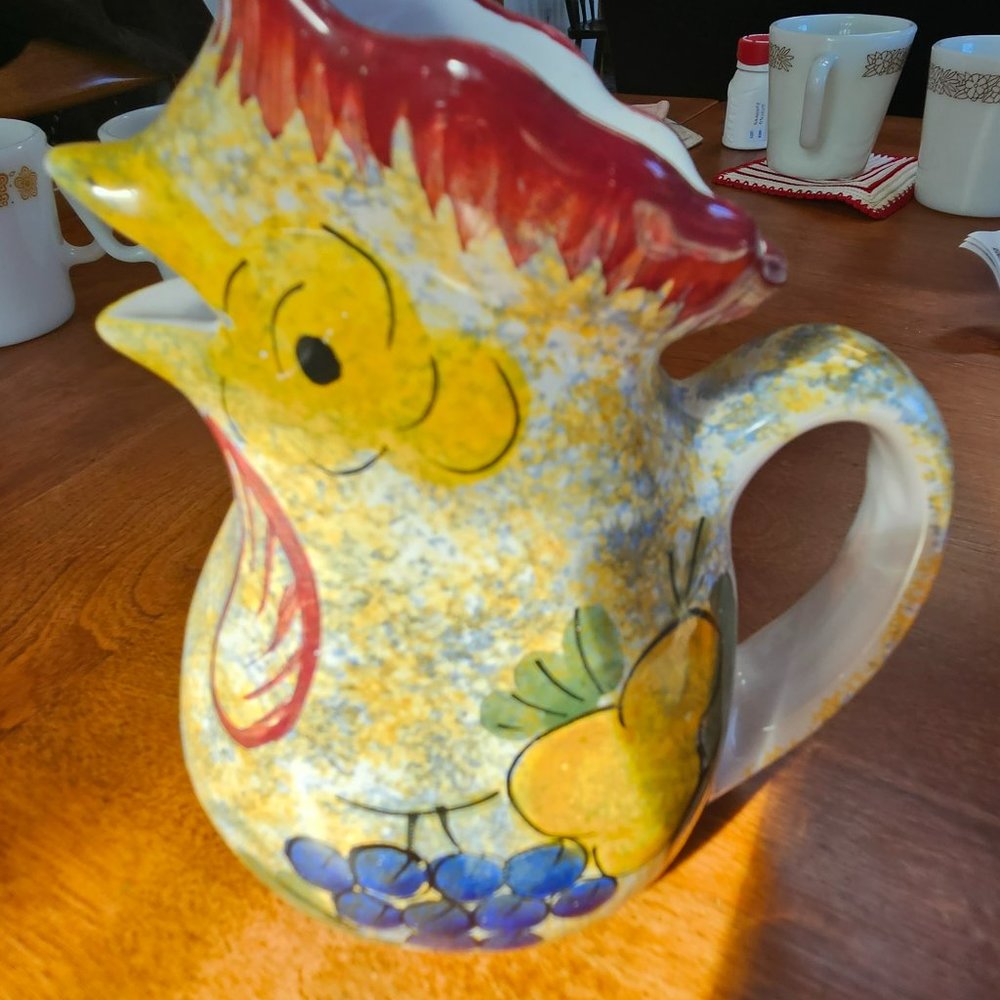 vintage mesa international rooster pitcher hand painted stamped on bottom
